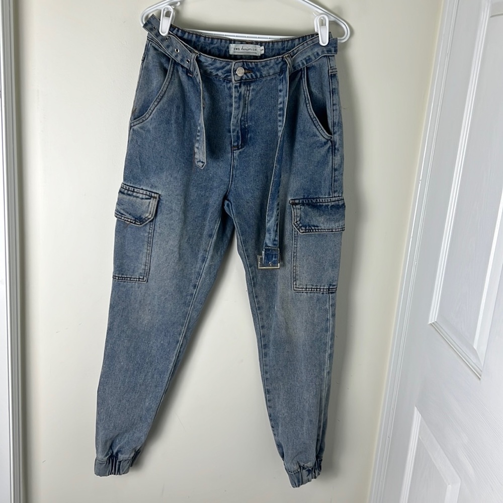 SWS Cargo Denim Jeans hi Rise Joggers Size Medium